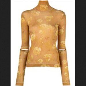 NANUSHKA Larson mesh jersey mock neck top in Fantasy Flower M